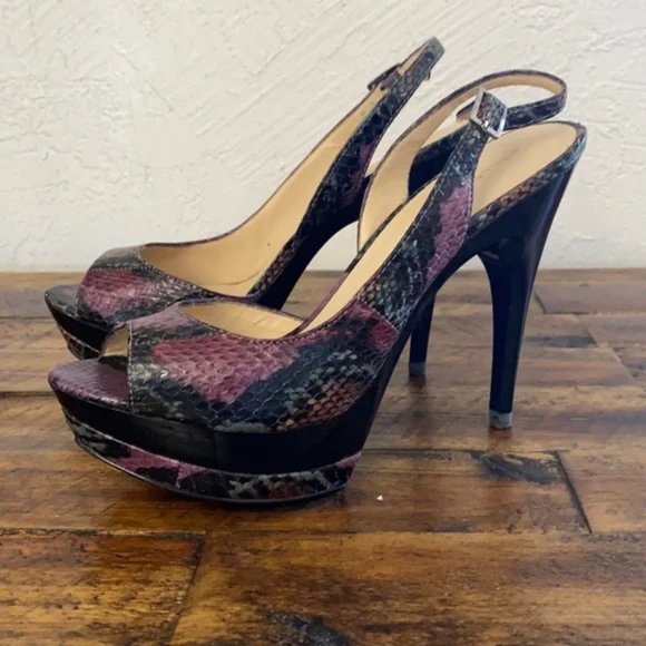 Pelle Moda Snakeskin Platform Heels - Picture 2 of 6